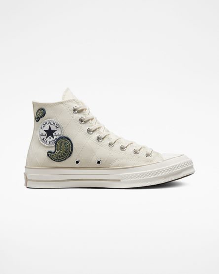 Pánské Boty Vysoké Converse Chuck 70 Crafted Patches Béžový Tmavě Blankyt Zelene | CZ TCSH32